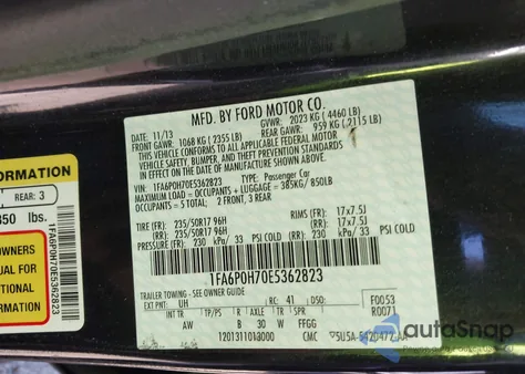 2014 Ford Fusion Se z USA, uszkodzony, nr VIN 1FA6P0H70E5362823